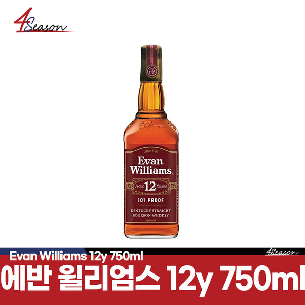 😊[세금포함가격 // 무료배송]😊 에반 윌리엄스 12년 50.5도 750ml / 12년숙성의 강렬함 / 진하며 풍부한 바닐라향과 스모키한 오크느낌 / ⭐4season 사계절 사케 싸게⭐